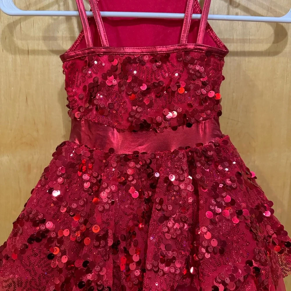 Weissman Radiant Red Sequin Kids Dance Costume